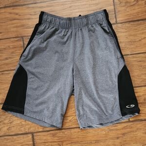 Men's Small Champion Gray Performance Athletic Shorts with Black Panels